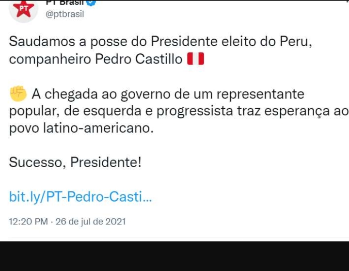 PT dando saudações a golpista ditador!